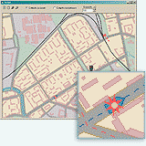 Рис.2 Пример приложения с движущимися по карте объектами