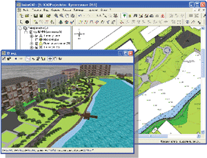 Проектирование генерального плана микрорайона в системе IndorCAD/Site с одновременной объемной визуализацией