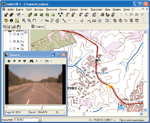 Просмотр видеоизображения автомобильной дороги с привязкой к местности в геоинформационной системе IndorGIS